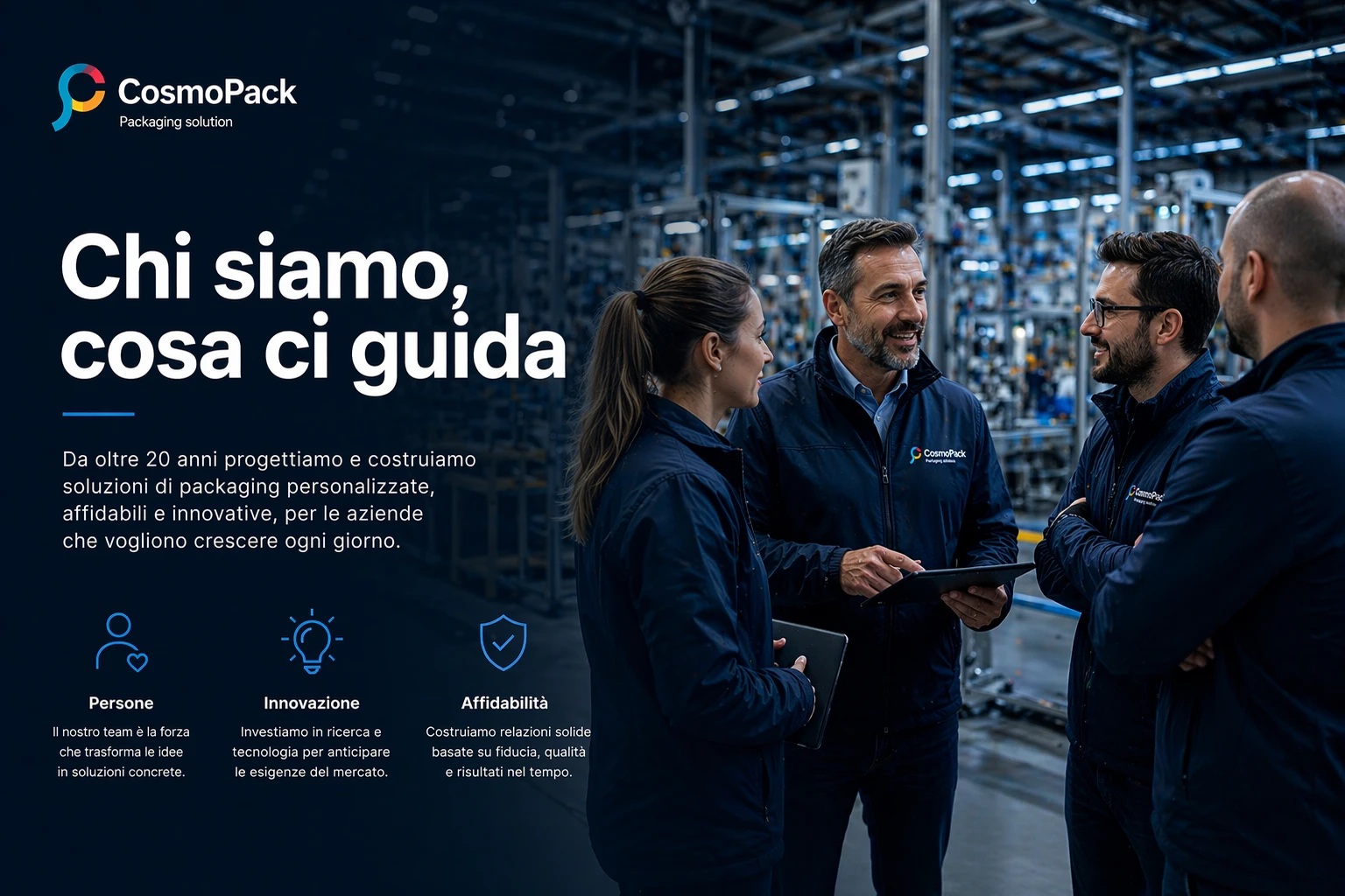 Cosmopack costruttore di macchine per packaging industriale e automazione di linea