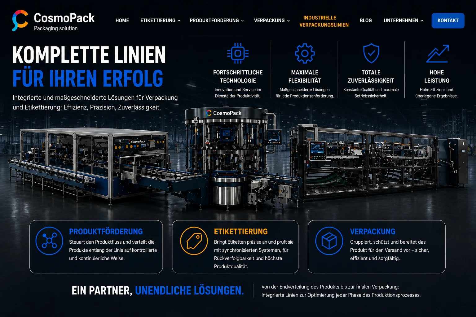 Modulare Verpackungslinie für industrielle Automatisierung