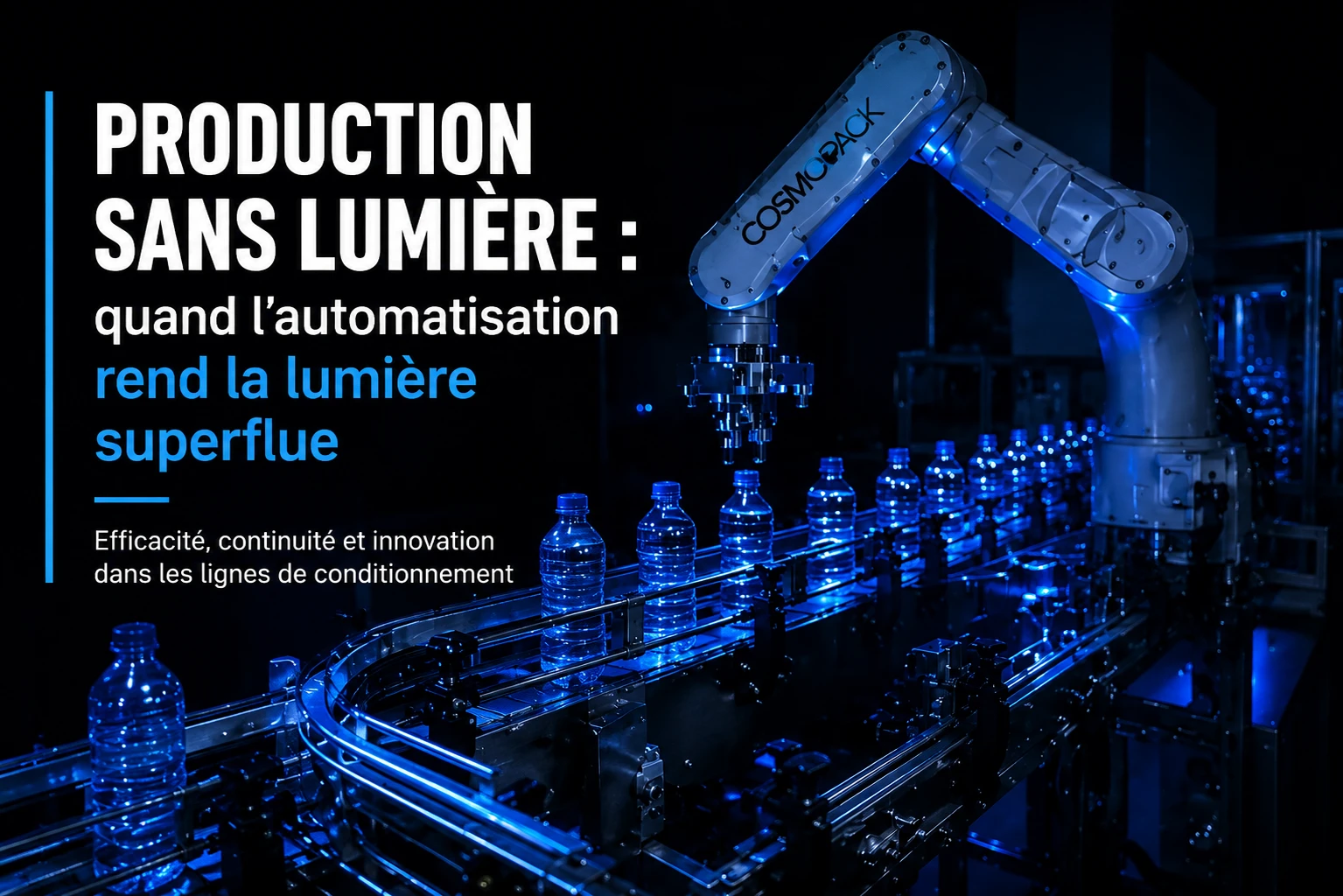 Production sans lumière avec robots et lignes automatiques Cosmopack