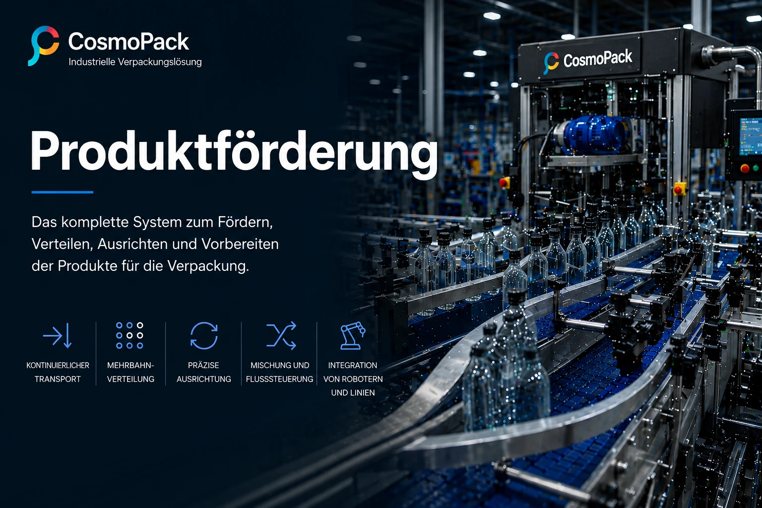 Produktförderung und Produktzuführung für automatische Verpackungslinien