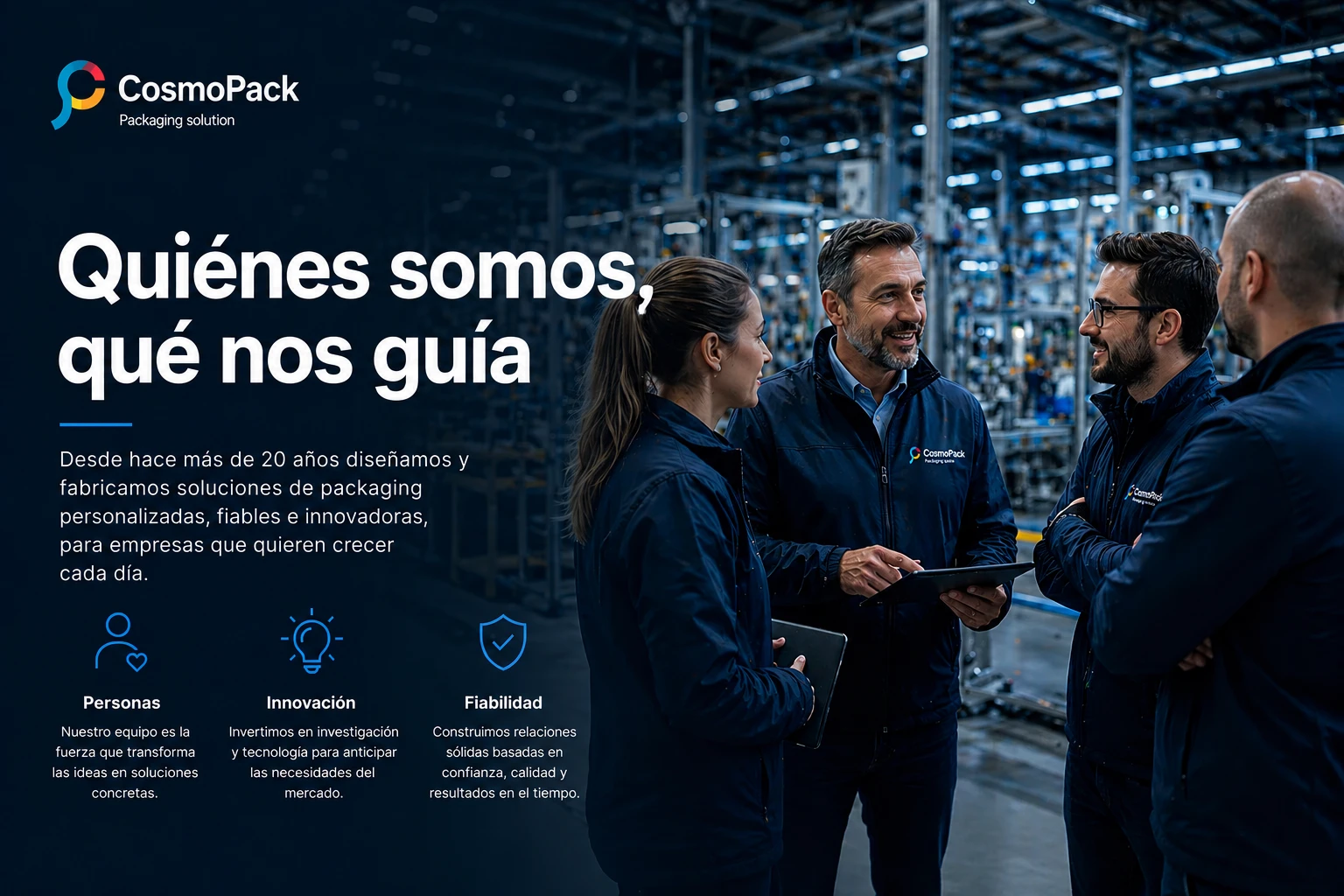 Cosmopack fabricante de máquinas de envasado industrial y automatización de líneas