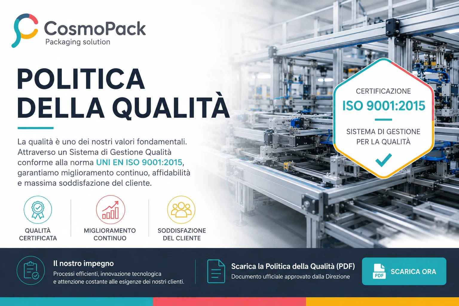 Politica della Qualità Cosmopack – Sistema di Gestione Qualità UNI EN ISO 9001:2015