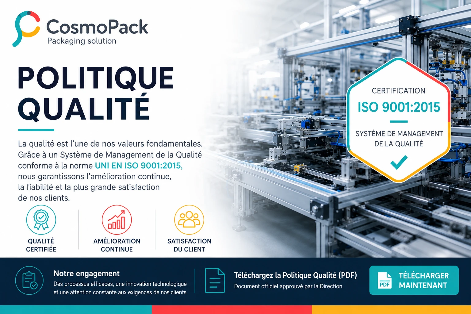 Politique Qualité Cosmopack – Système de Management de la Qualité UNI EN ISO 9001:2015